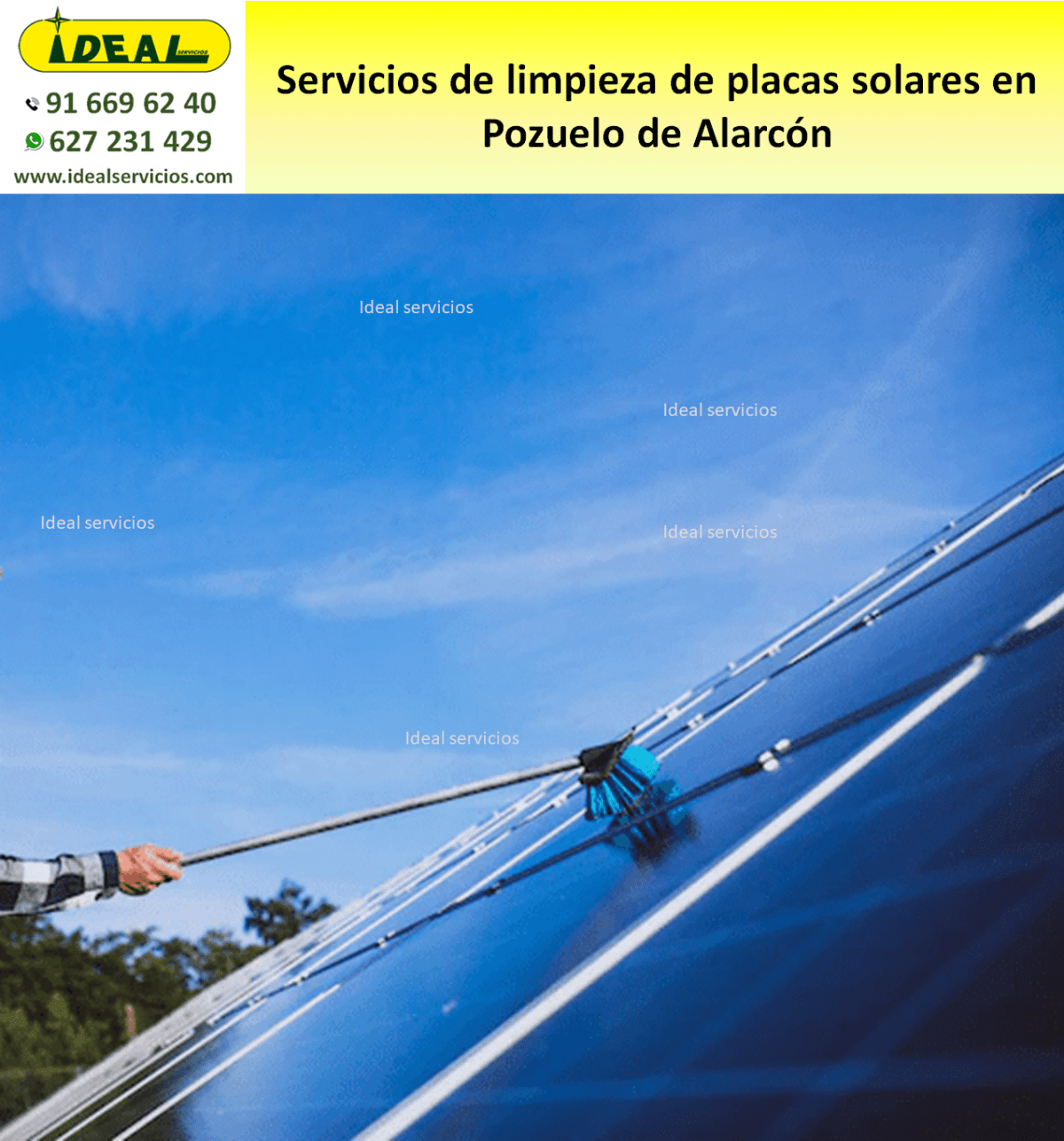 Servicios de limpieza de placas solares en Pozuelo de Alarcón